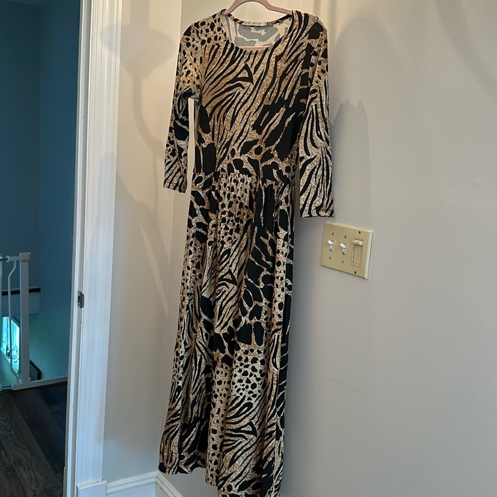 Novella Royale Stretch Animal Print cheetah Maxi Dress